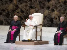 Pope Francis speaking at the general audience at the Vatican, Dec. 14, 2022