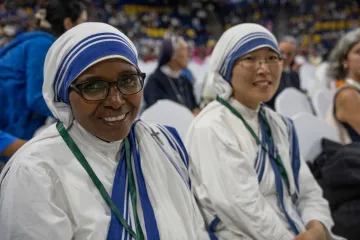 Missionaries of Charity came to greet Pope Francis during his trip to Ulaanbaatar, Mongolia Sept. 1-4.