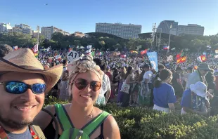 Brad and Chanel Moran, from Dallas, in Lisbon, Portugal for World Youth Day 2023. Credit: Brad Moran